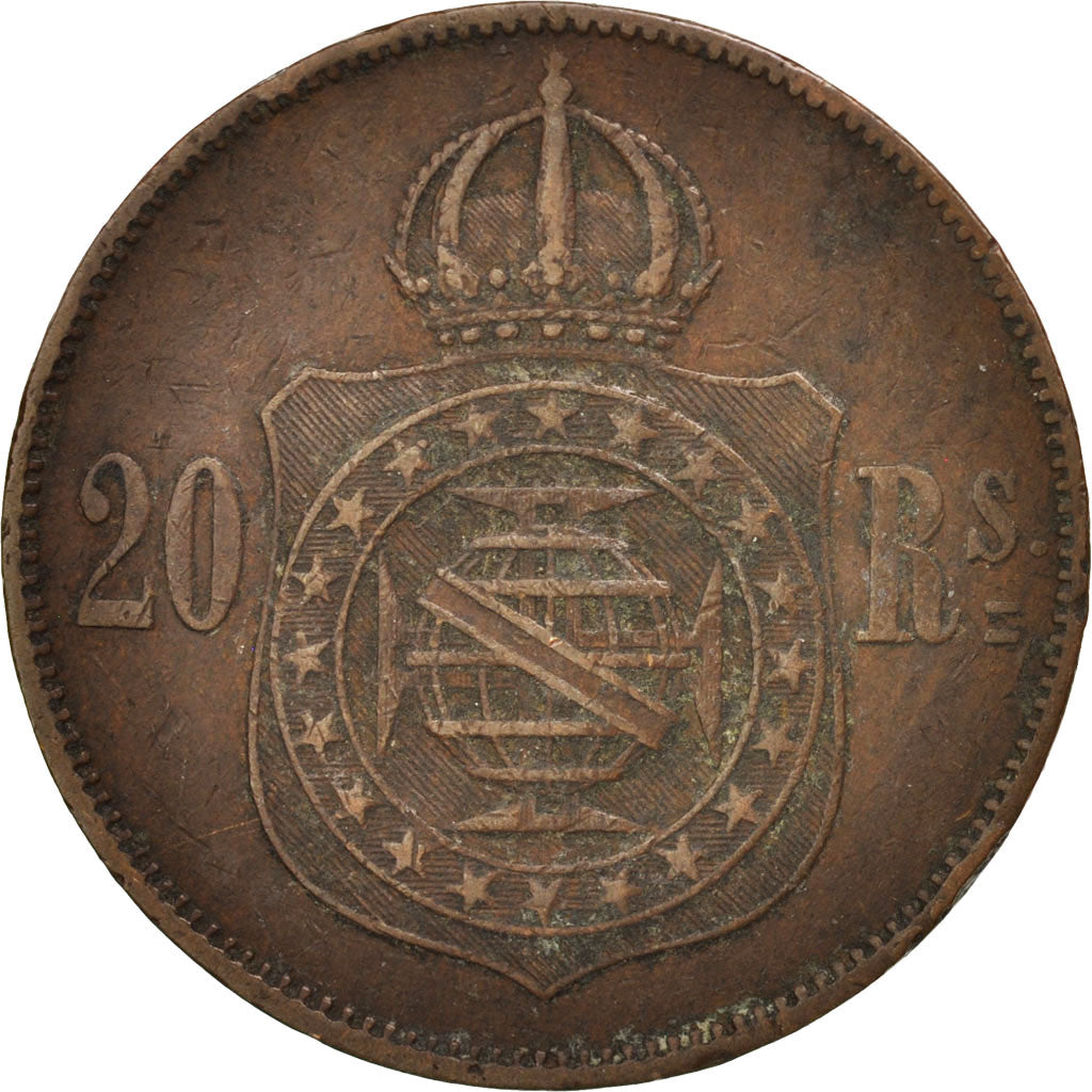 Brazil, Pedro II, 20 Reis, 1869, Bronze, KM:474
