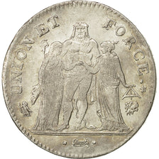 Munten, Frankrijk, Union et Force, 5 Francs, 1799, Bayonne, ZF, Zilver