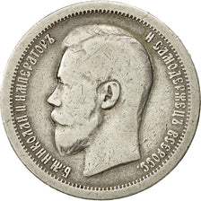 Coin, Russia, Nicholas II, 50 Kopeks, 1896, Paris, VF(20-25), Silver, KM:58.1