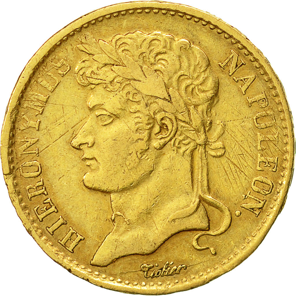 Coin, German States, WESTPHALIA, Jerome, 20 Franken, 1809, Cassel, VF(30-35)