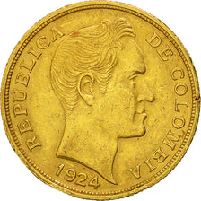 Moneda, Colombia, 10 Pesos, 1924, Bogota, MBC+, Oro, KM:202