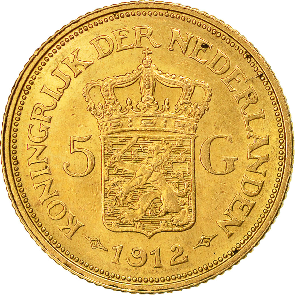 Monnaie, Pays-Bas, Wilhelmina I, 5 Gulden, 1912, SUP, Or, KM:151