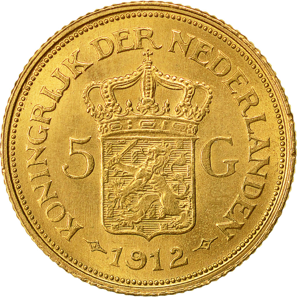 Monnaie, Pays-Bas, Wilhelmina I, 5 Gulden, 1912, SUP, Or, KM:151