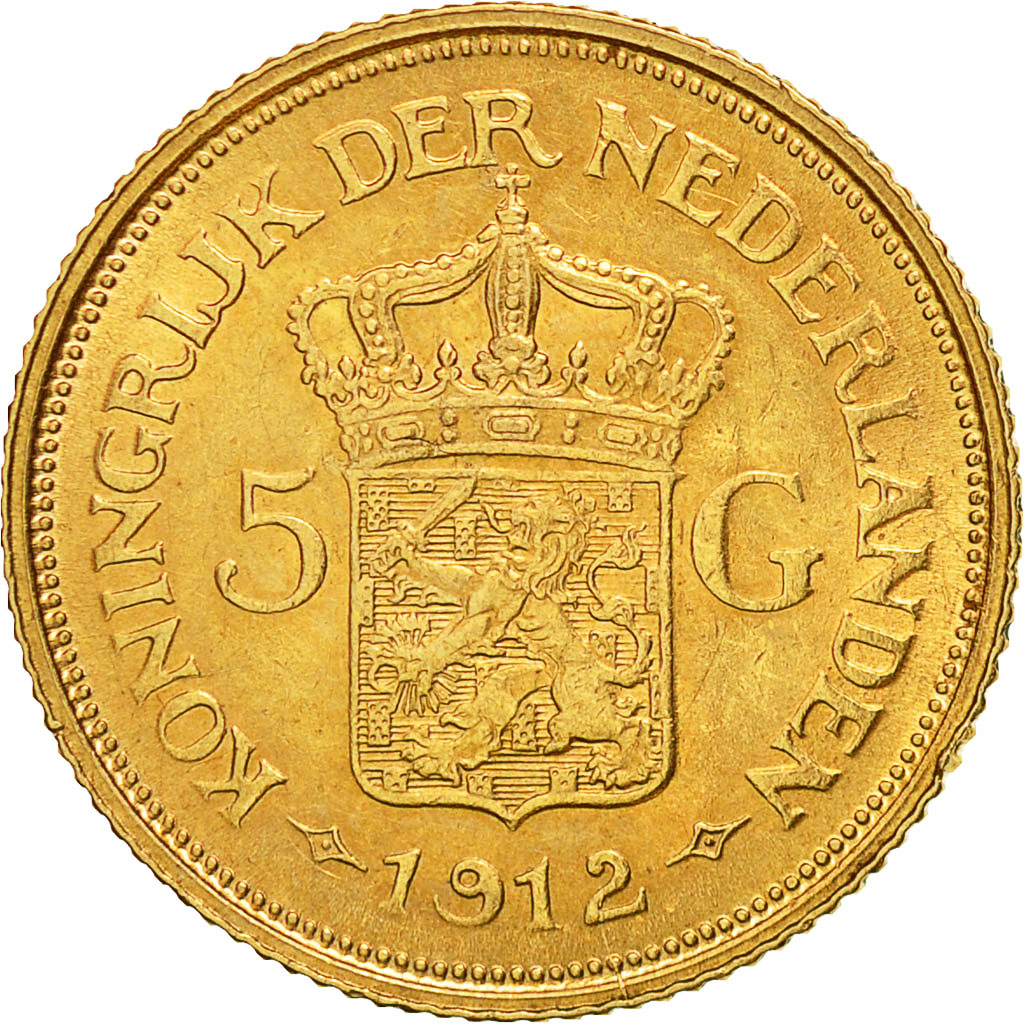 Monnaie, Pays-Bas, Wilhelmina I, 5 Gulden, 1912, SUP, Or, KM:151