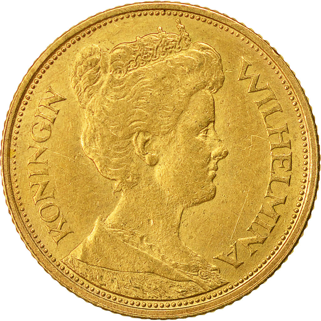 Moneta, Paesi Bassi, Wilhelmina I, 5 Gulden, 1912, SPL-, Oro, KM:151
