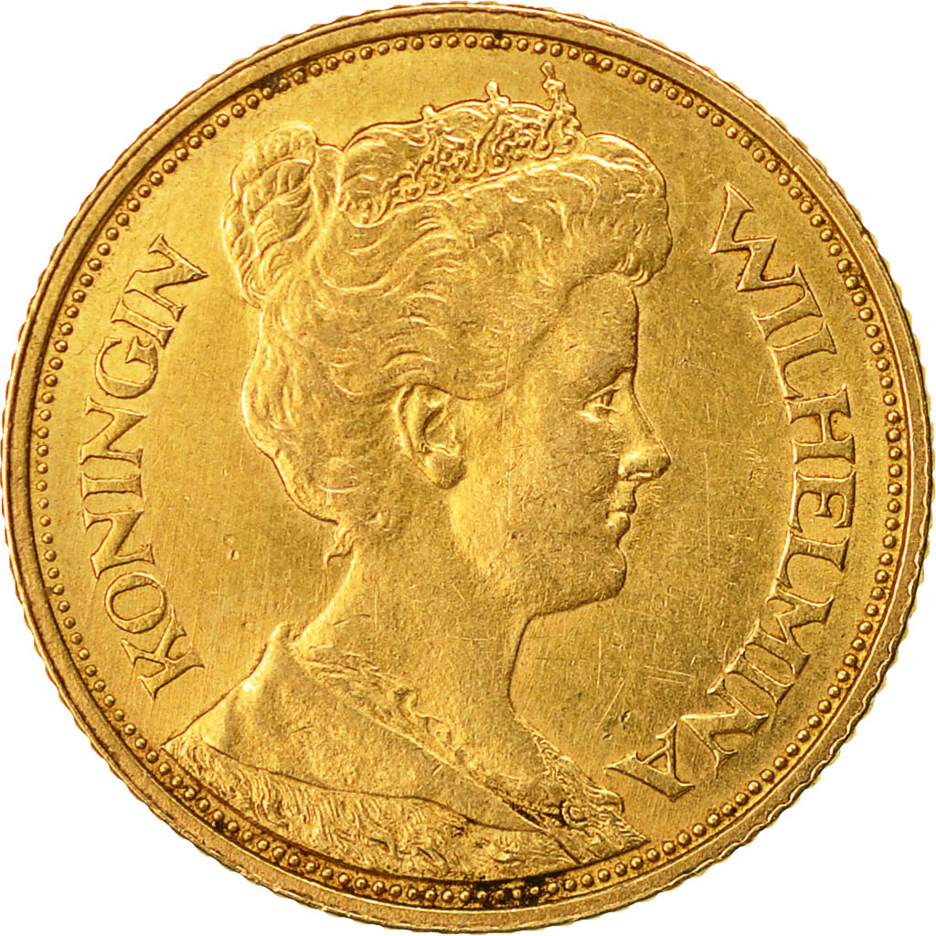 Münze, Niederlande, Wilhelmina I, 5 Gulden, 1912, VZ, Gold, KM:151