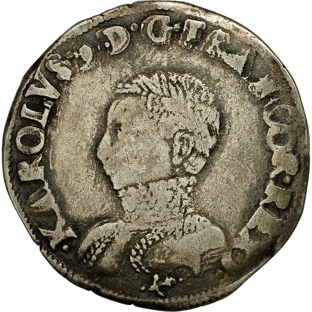 Coin, France, Charles IX, Teston, Teston, 1565, Bayonne, VF(30-35), Silver
