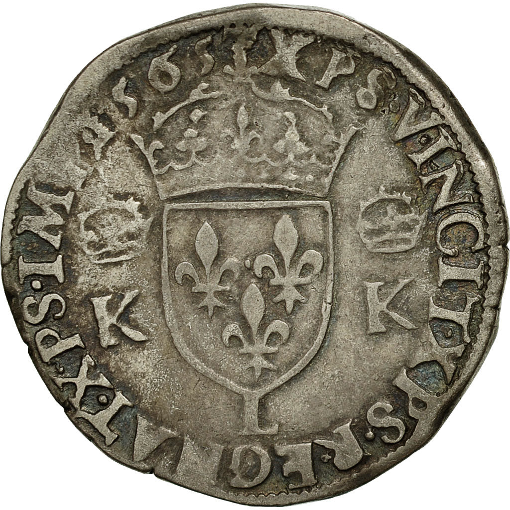 Coin, France, Charles IX, Teston, Teston, 1565, Bayonne, VF(30-35), Silver