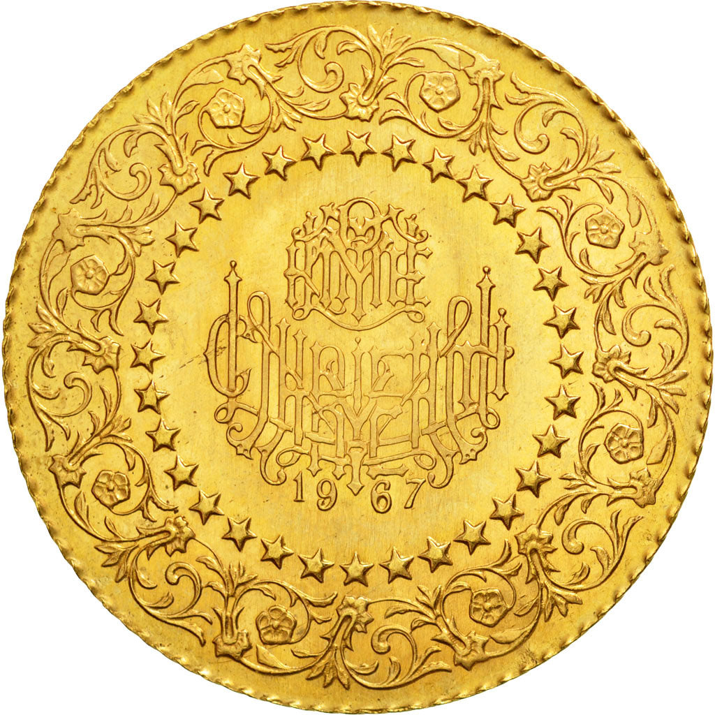 Coin, Turkey, 250 Kurush, 1967, MS(60-62), Gold, KM:873
