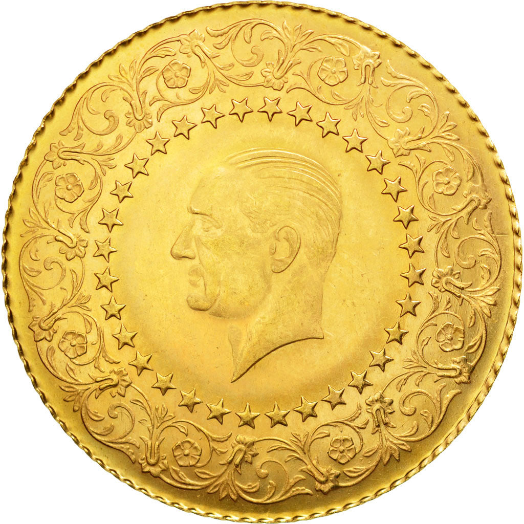 Coin, Turkey, 250 Kurush, 1967, MS(60-62), Gold, KM:873