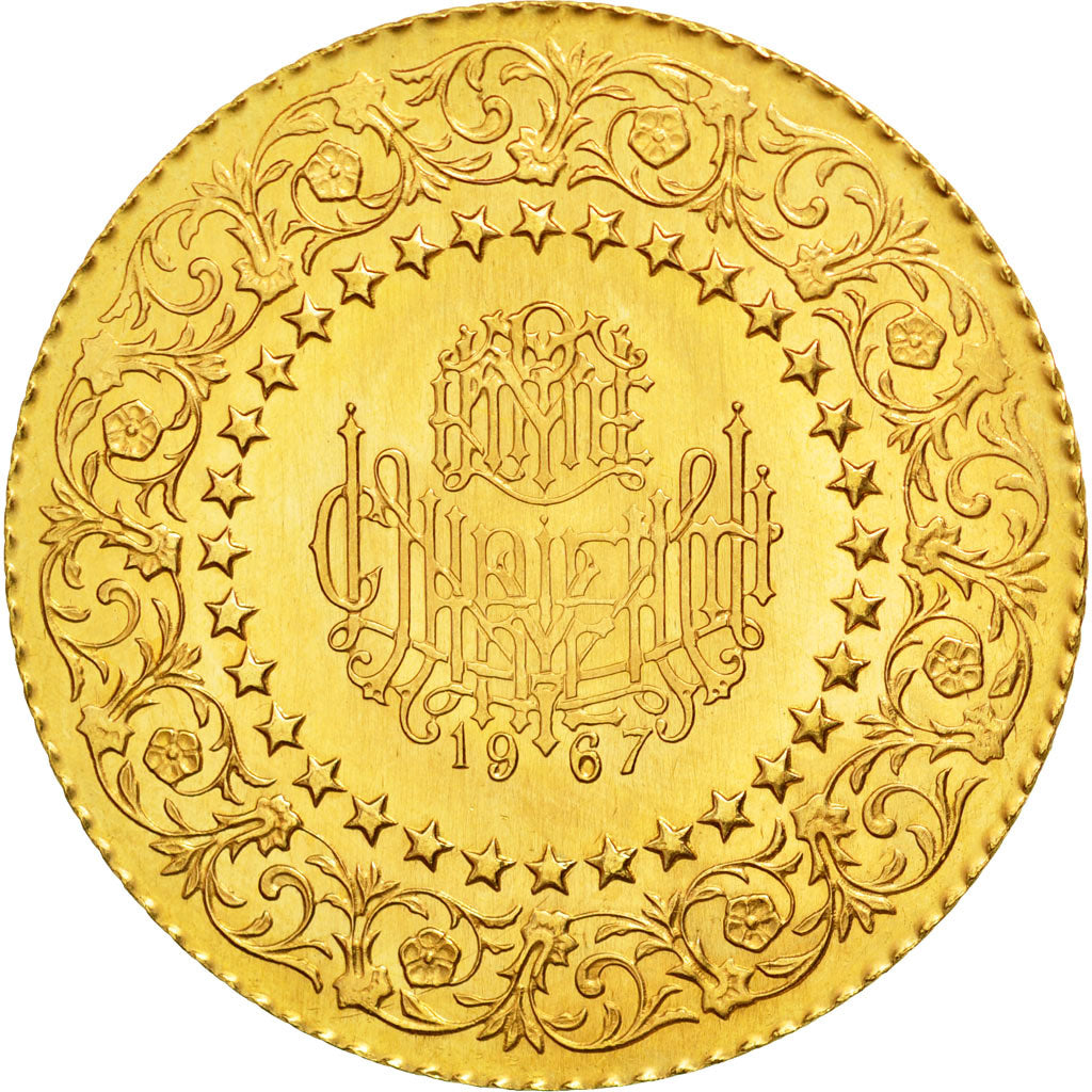 Coin, Turkey, 250 Kurush, 1967, MS(60-62), Gold, KM:873