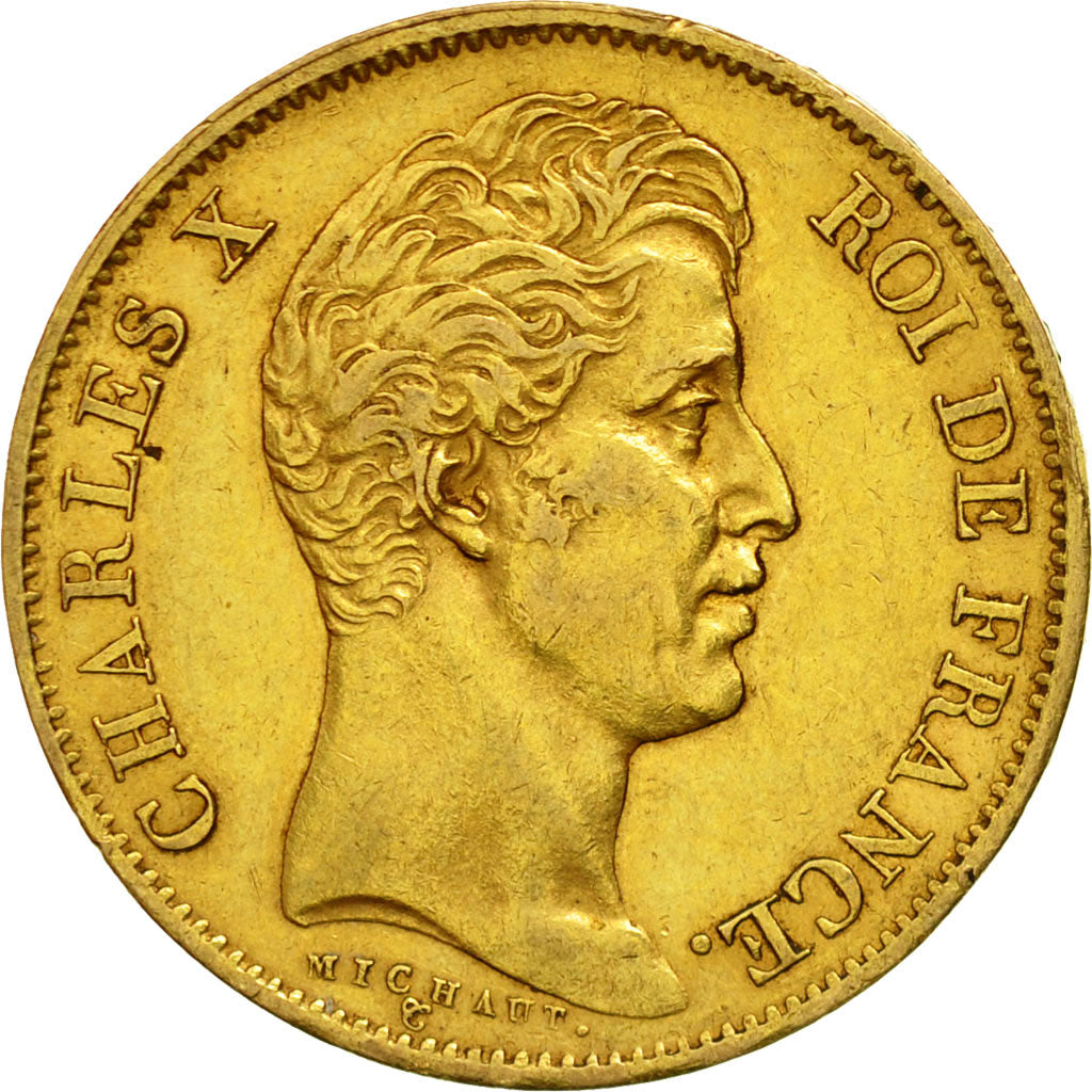 Moneta, Francia, Charles X, 40 Francs, 1830, Paris, BB, Oro, KM:721.1