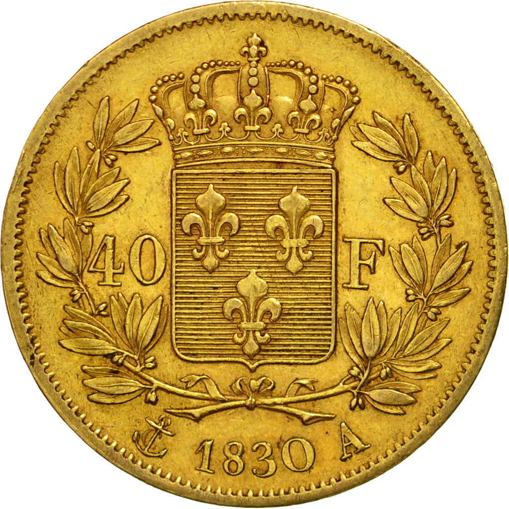 Moneta, Francia, Charles X, 40 Francs, 1830, Paris, BB, Oro, KM:721.1