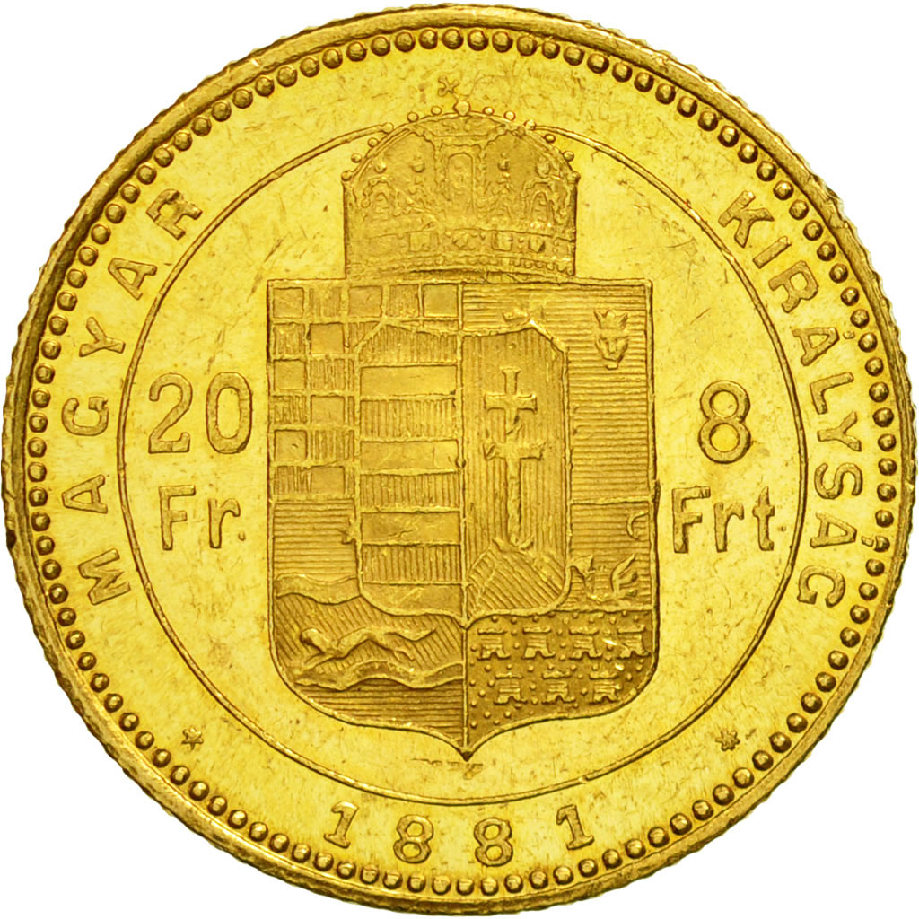 Monnaie, Hongrie, Franz Joseph I, 8 Forint 20 Francs, 1881, Kormoczbanya, SUP