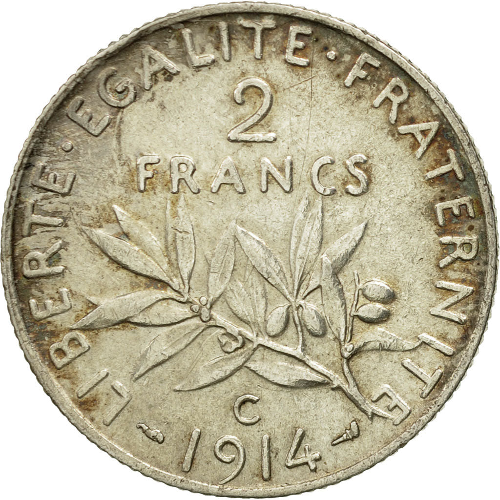 Münze, Frankreich, Semeuse, 2 Francs, 1914, Castelsarrasin, SS+, Silber