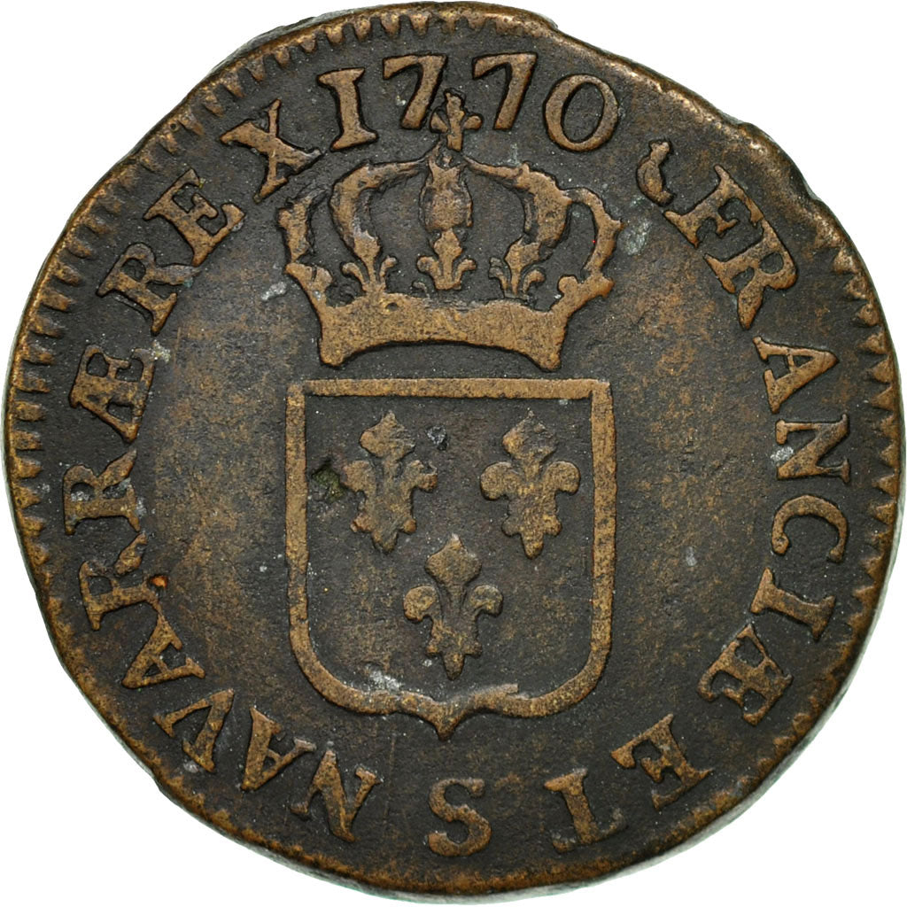 Monnaie, France, Louis XV, Sol à la vieille tête, Sol, 1770, Reims, TB+