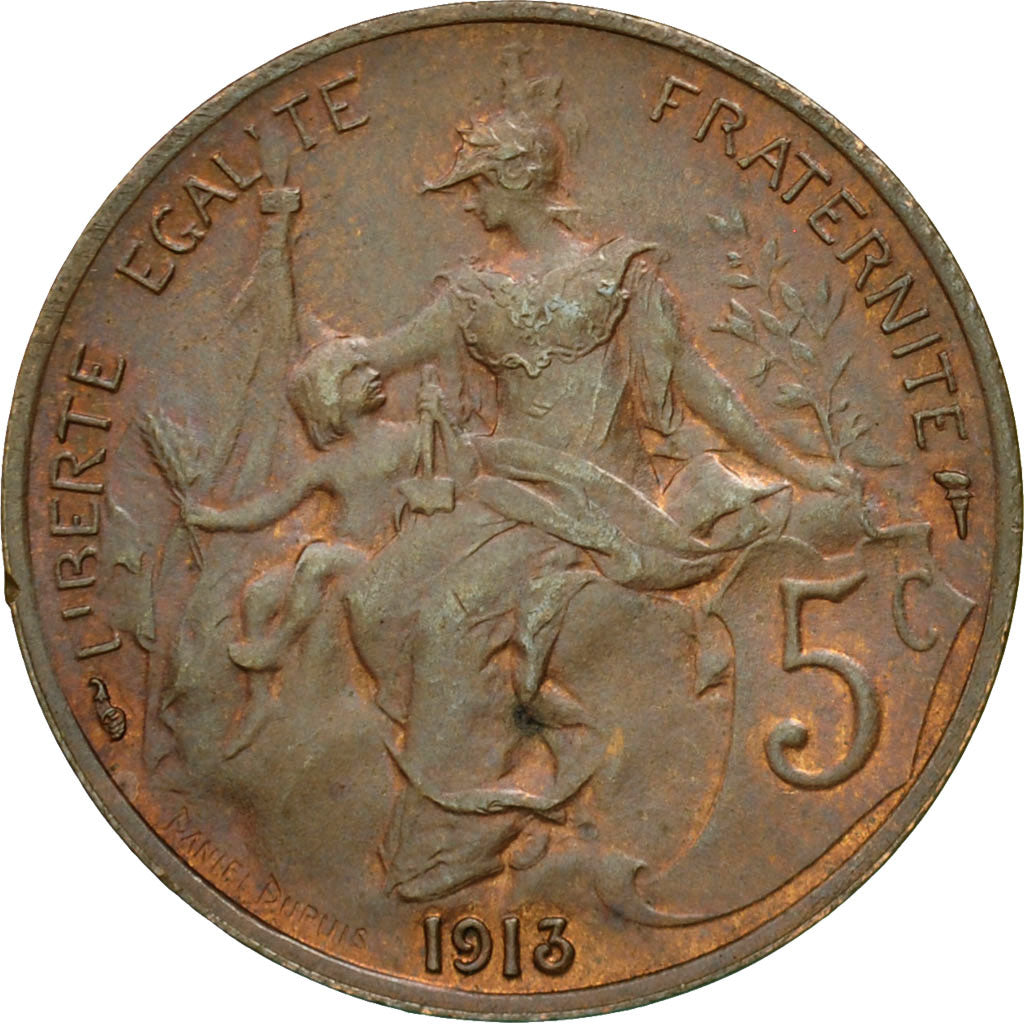 Coin, France, Dupuis, 5 Centimes, 1913, Paris, AU(55-58), Bronze, KM:842