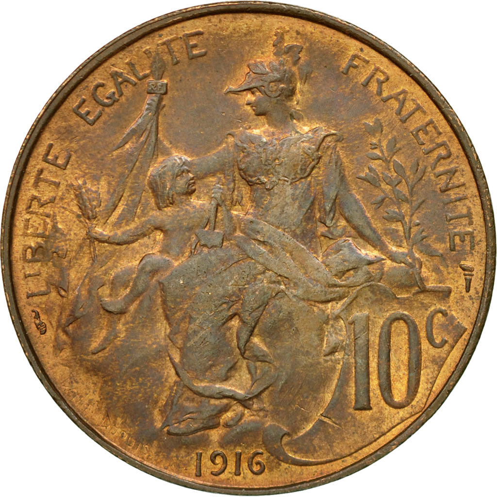 Coin, France, Dupuis, 10 Centimes, 1916, Paris, MS(60-62), Bronze, KM:843