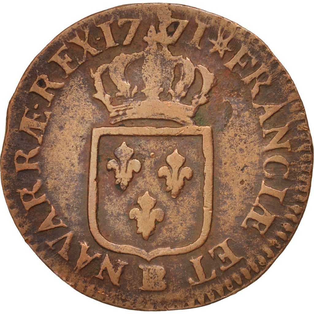 Monnaie, France, Louis XV, Sol à la vieille tête, Sol, 1771, Strasbourg, TB