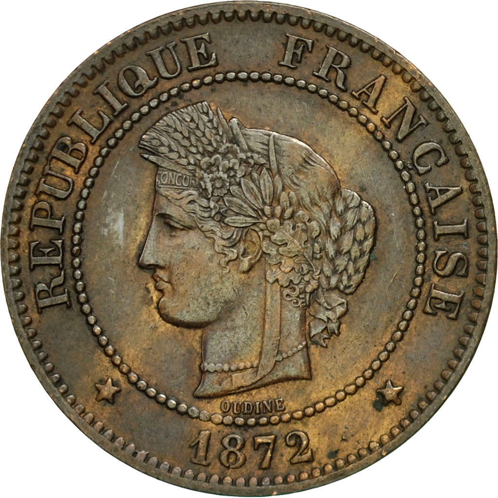 Moneta, Francia, Cérès, 5 Centimes, 1872, Bordeaux, BB+, Bronzo, KM:821.2