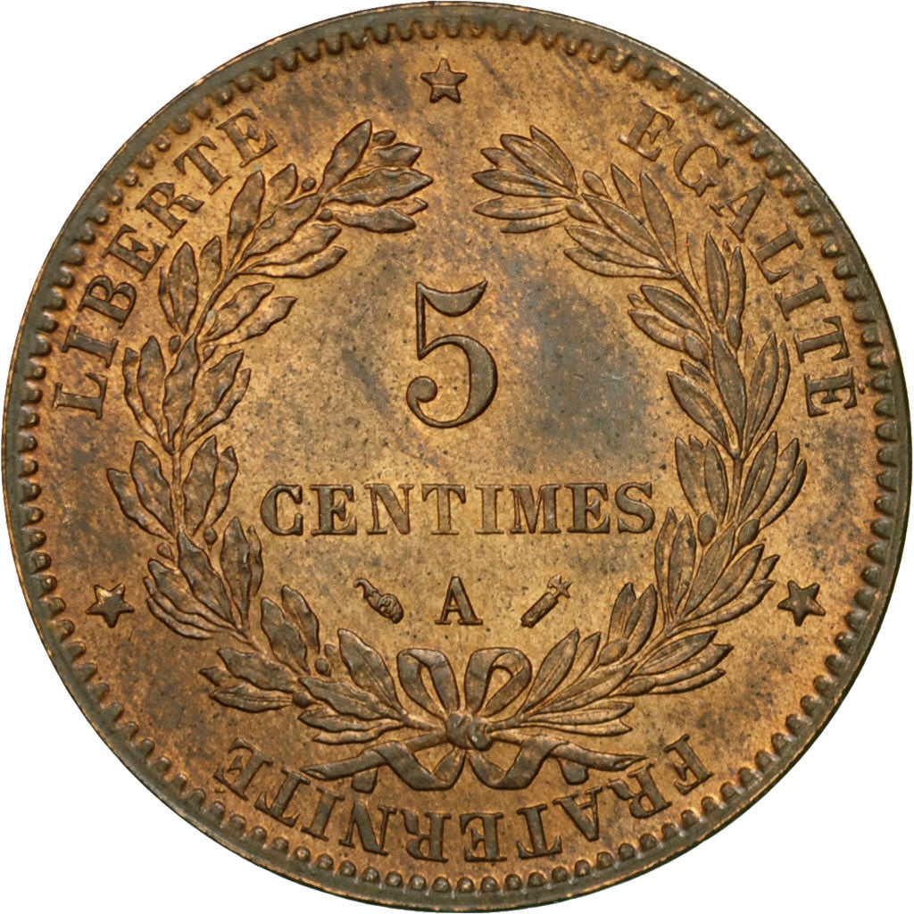 Coin, France, Cérès, 5 Centimes, 1882, Paris, AU(55-58), Bronze, KM:821.1