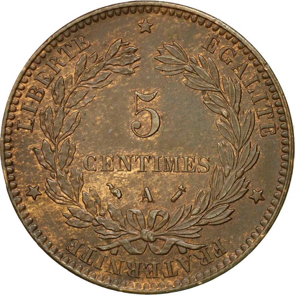 Monnaie, France, Cérès, 5 Centimes, 1893, Paris, SUP, Bronze, KM:821.1