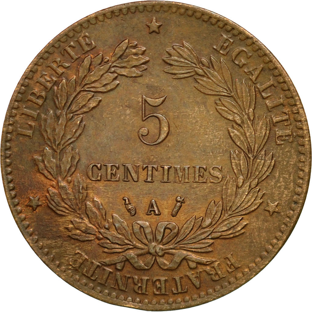 Coin, France, Cérès, 5 Centimes, 1885, Paris, AU(50-53), Bronze, KM:821.1