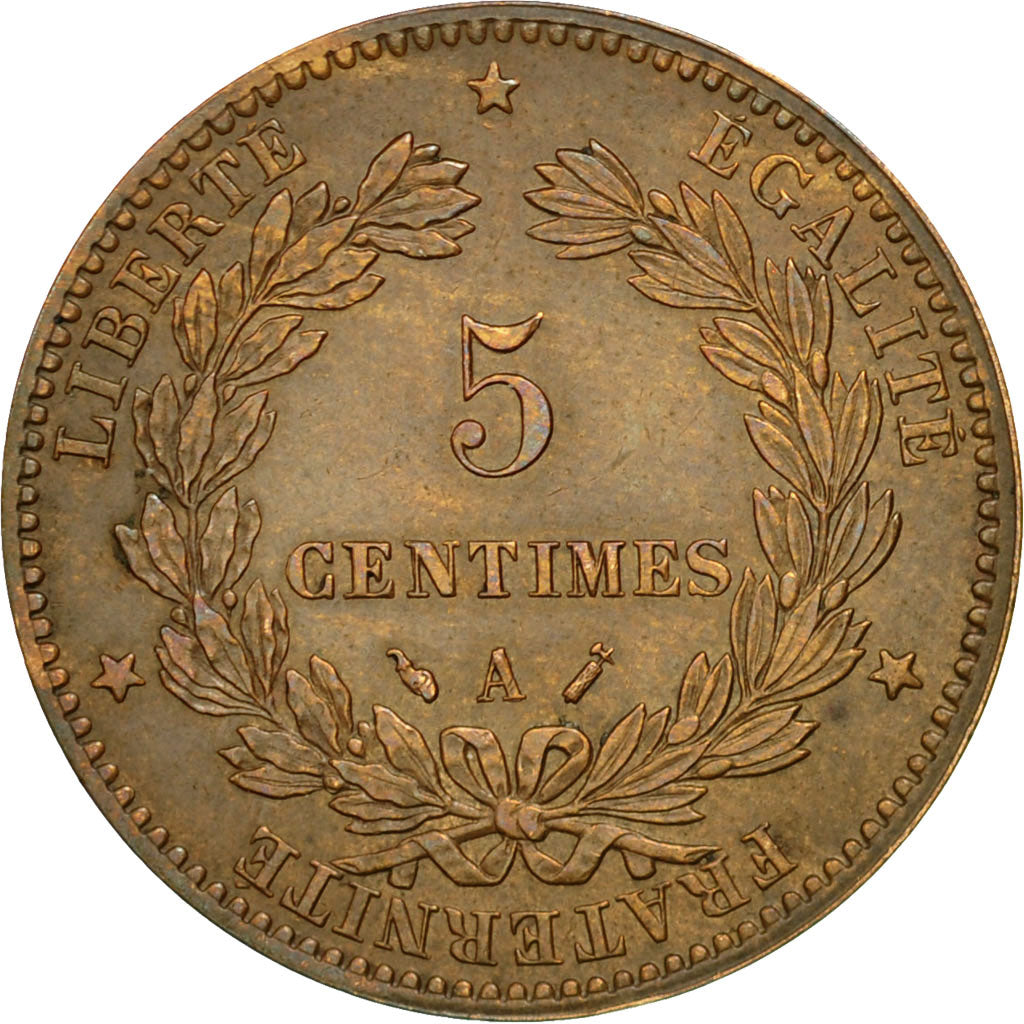 Coin, France, Cérès, 5 Centimes, 1889, Paris, AU(50-53), Bronze, KM:821.1