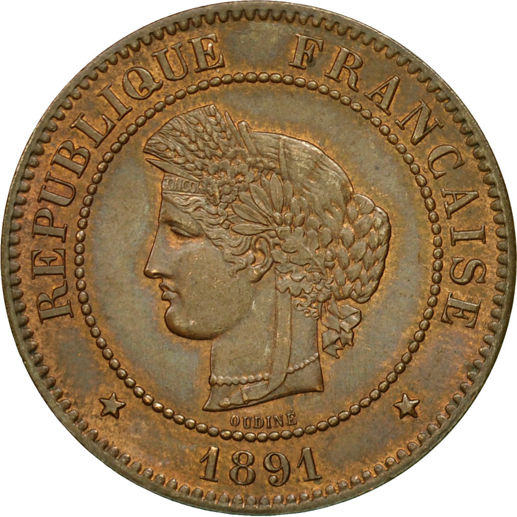Monnaie, France, Cérès, 5 Centimes, 1891, Paris, SUP, Bronze, KM:821.1