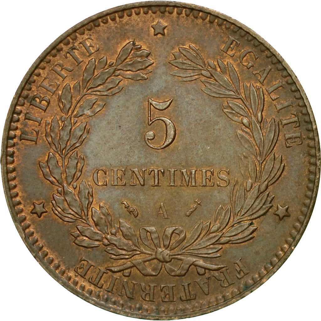 Monnaie, France, Cérès, 5 Centimes, 1891, Paris, SUP, Bronze, KM:821.1