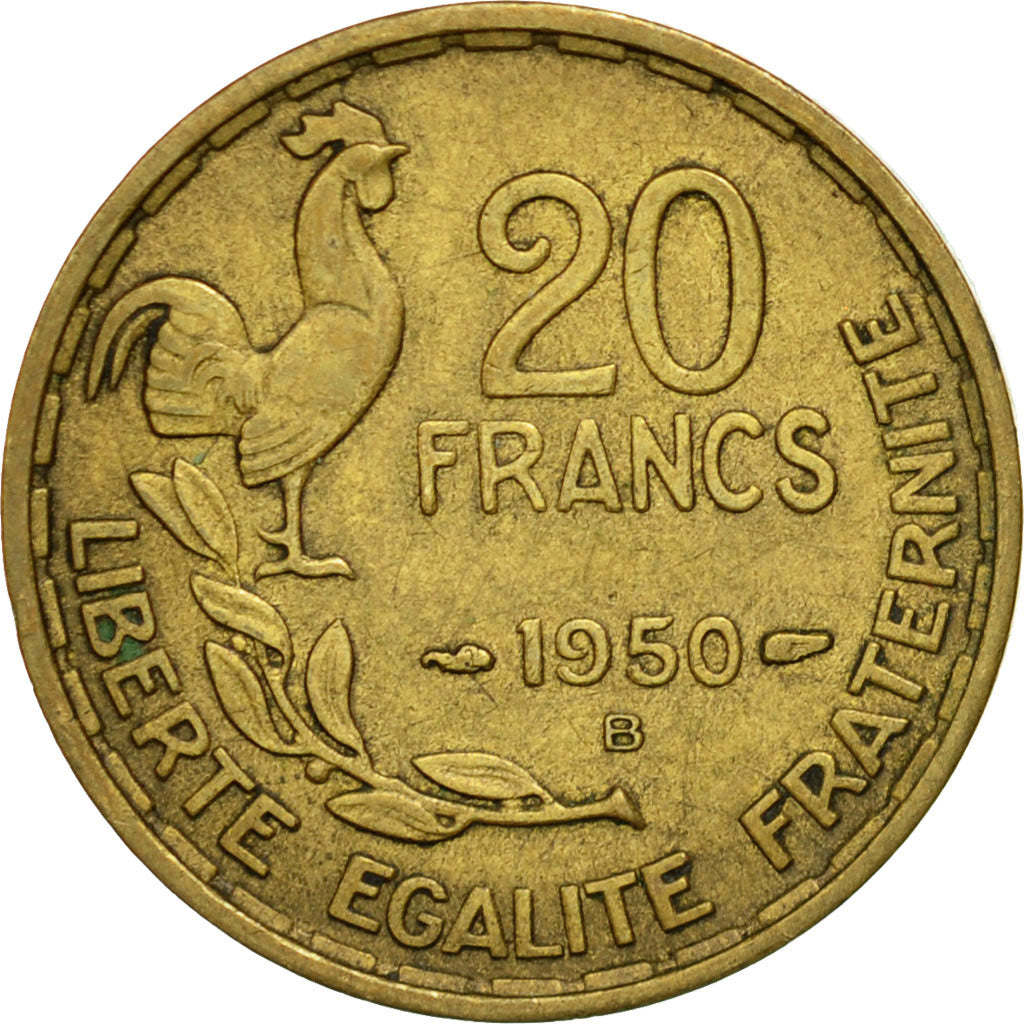Moneta, Francia, Guiraud, 20 Francs, 1950, Beaumont - Le Roger, BB