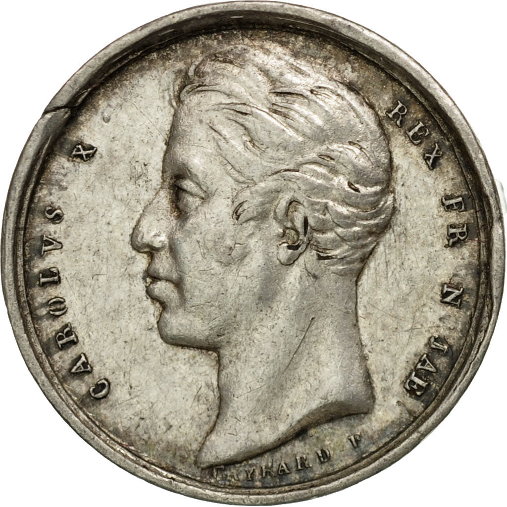 Francia, medalla, Charles X coronation quinarius, History, 1825, Gayrard, MBC