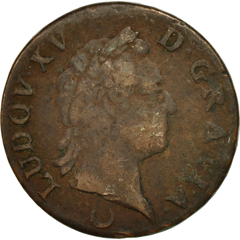 Monnaie, France, Louis XV, Sol à la vieille tête, Sol, 1772, Metz, TB, Cuivre