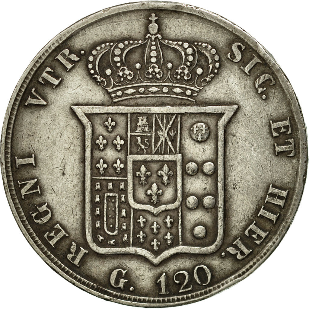 Monnaie, États italiens, NAPLES, Ferdinando II, 120 Grana, 1857, TTB, Argent