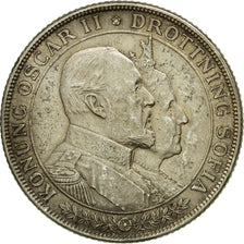 Moneta, Svezia, Oscar II, 2 Kronor, 1907, BB+, Argento, KM:776
