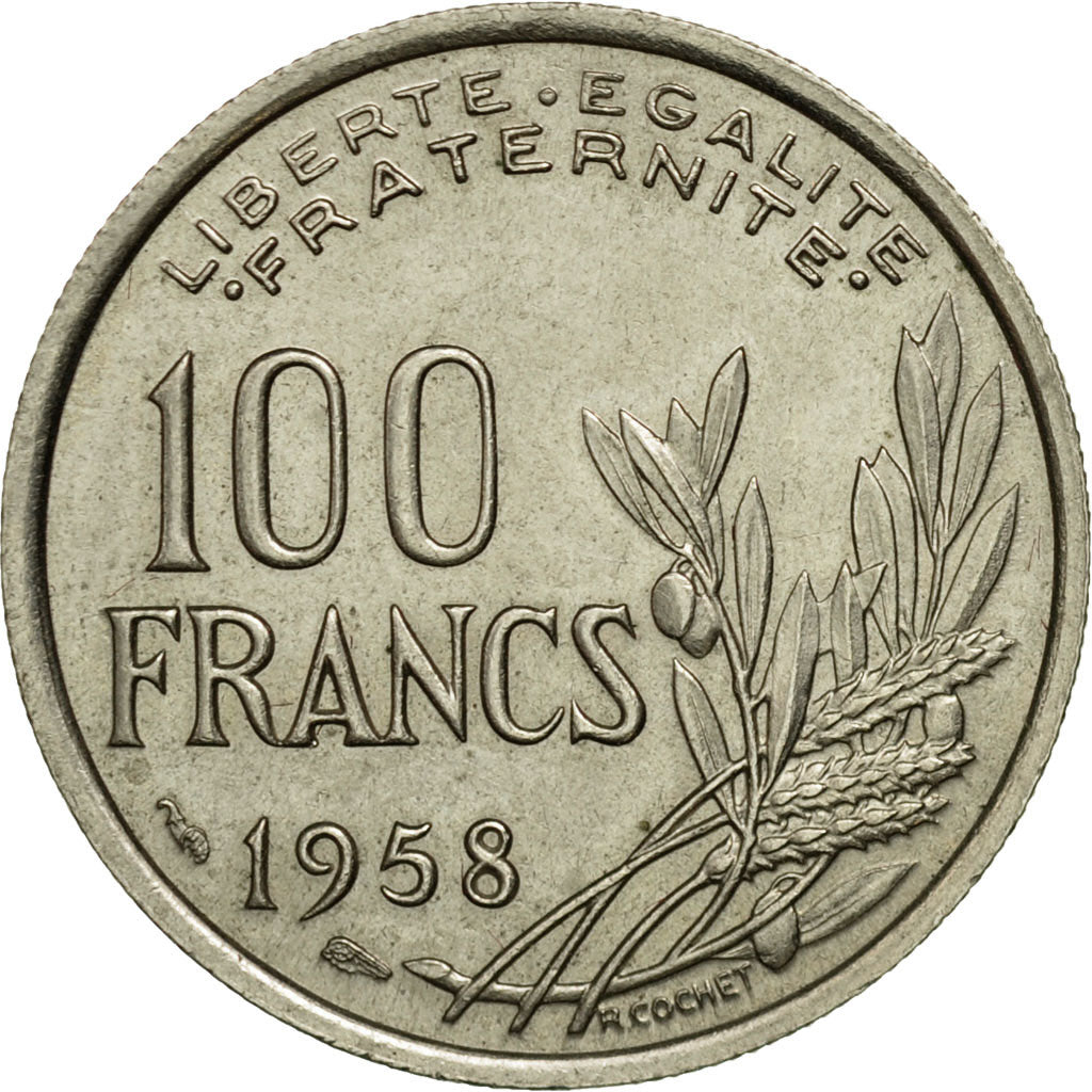 Coin, France, Cochet, 100 Francs, 1958, AU(55-58), Copper-nickel, KM:919.1
