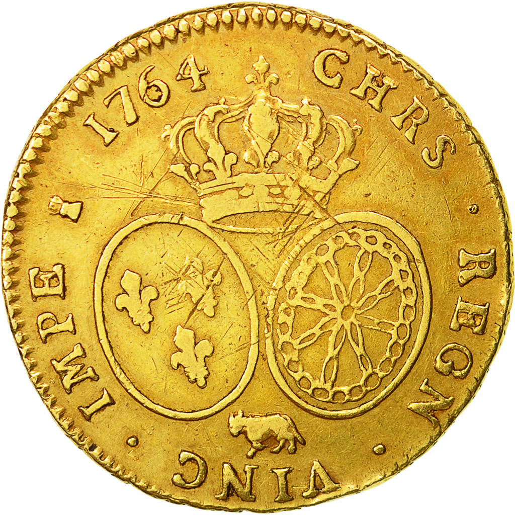 Moneda, Francia, Louis XV, Double louis d'or de Béarn au bandeau, 2 Louis D'or