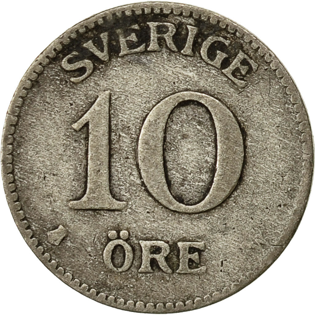 Coin, Sweden, Gustaf V, 10 Öre, 1917, EF(40-45), Silver, KM:780