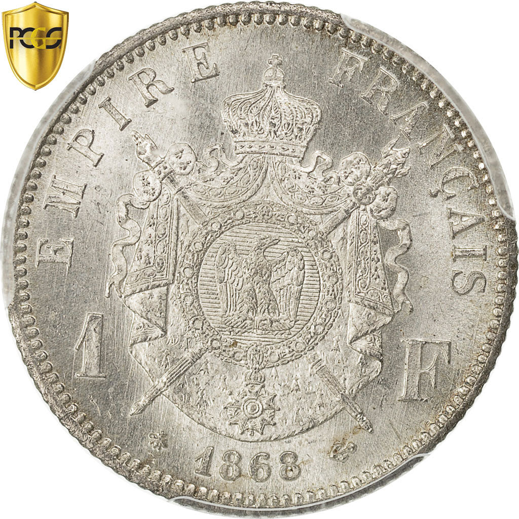 Coin, France, Napoleon III, Napoléon III, Franc, 1868, Paris, PCGS, MS66