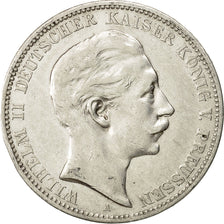 Coin, German States, PRUSSIA, Wilhelm II, 3 Mark, 1909, Berlin, EF(40-45)