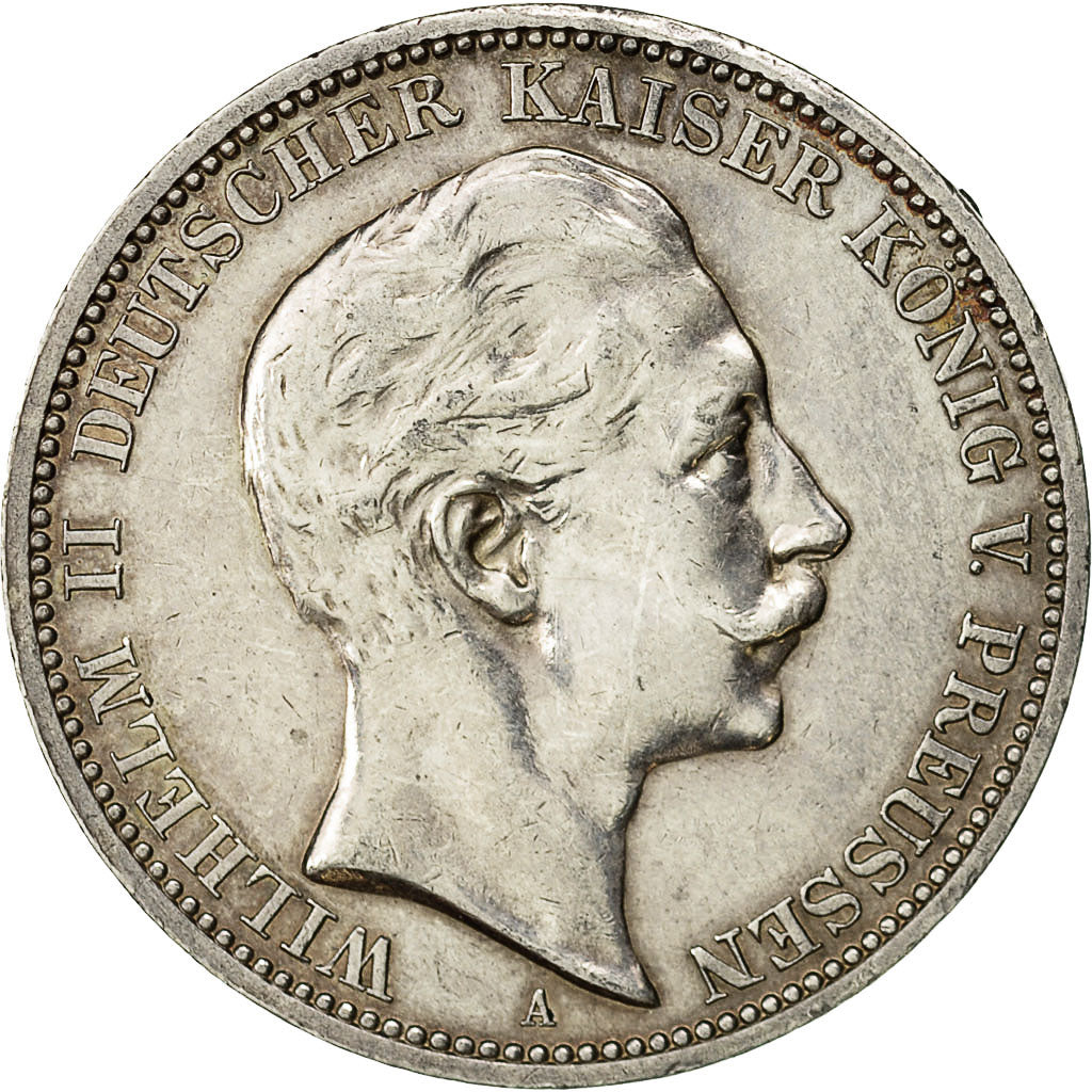 Coin, German States, PRUSSIA, Wilhelm II, 3 Mark, 1910, Berlin, EF(40-45)
