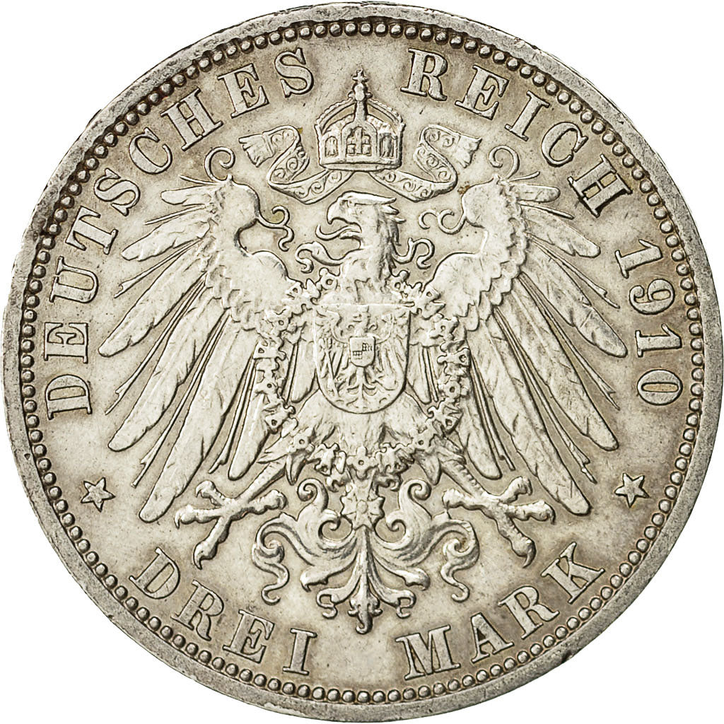 Coin, German States, PRUSSIA, Wilhelm II, 3 Mark, 1910, Berlin, EF(40-45)