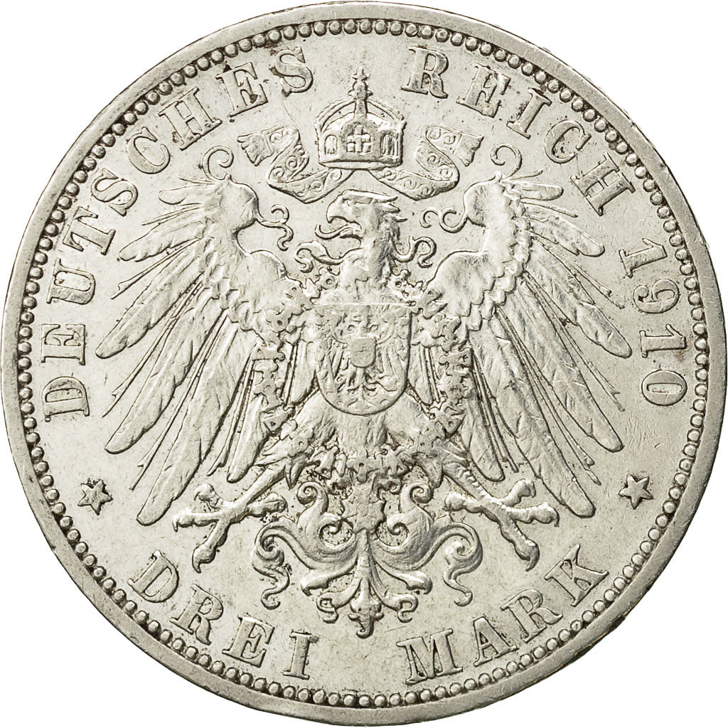 Coin, German States, PRUSSIA, Wilhelm II, 3 Mark, 1910, Berlin, EF(40-45)