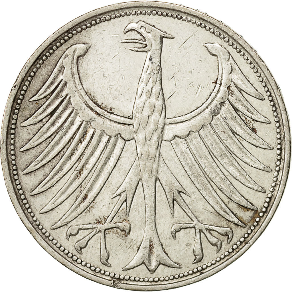 Moneta, GERMANIA - REPUBBLICA FEDERALE, 5 Mark, 1957, Hamburg, BB, Argento