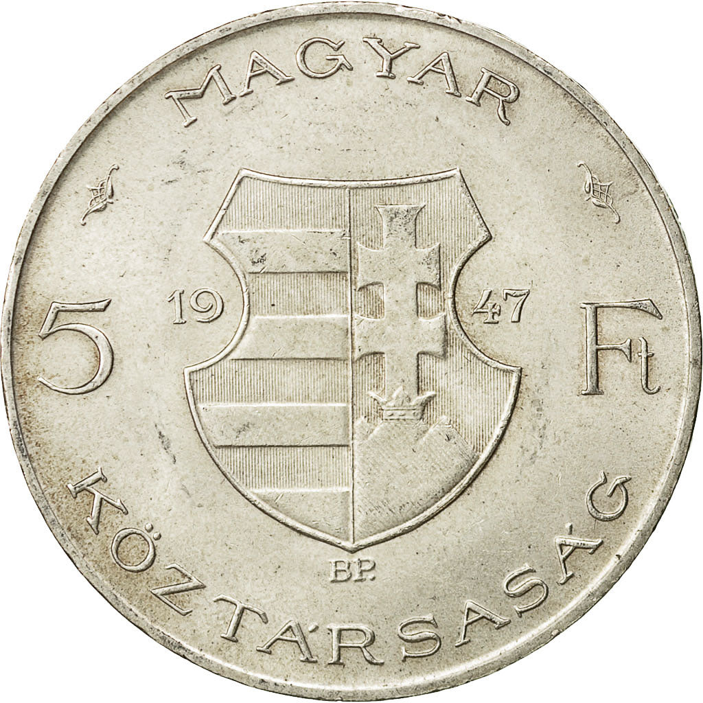 Coin, Hungary, 5 Forint, 1947, AU(55-58), Silver, KM:534a