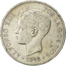 Coin, Spain, Alfonso XIII, 5 Pesetas, 1898, EF(40-45), Silver, KM:707