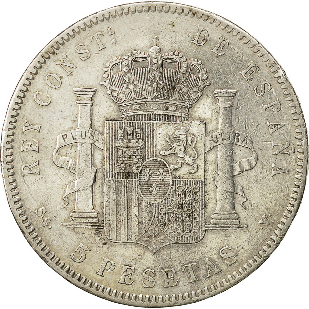 Coin, Spain, Alfonso XIII, 5 Pesetas, 1898, EF(40-45), Silver, KM:707