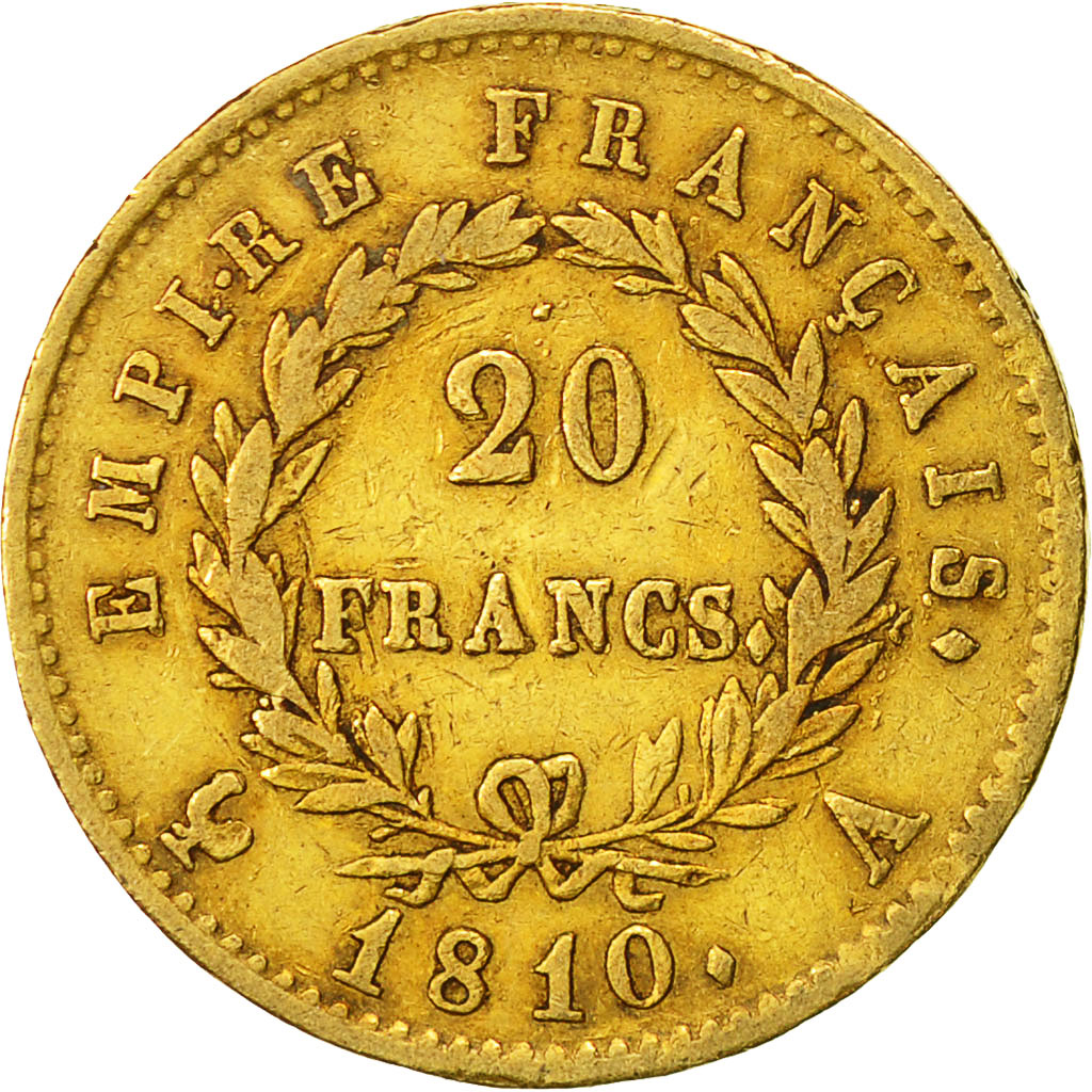 Münze, Frankreich, Napoléon I, 20 Francs, 1810, Paris, S+, Gold, KM:695.1