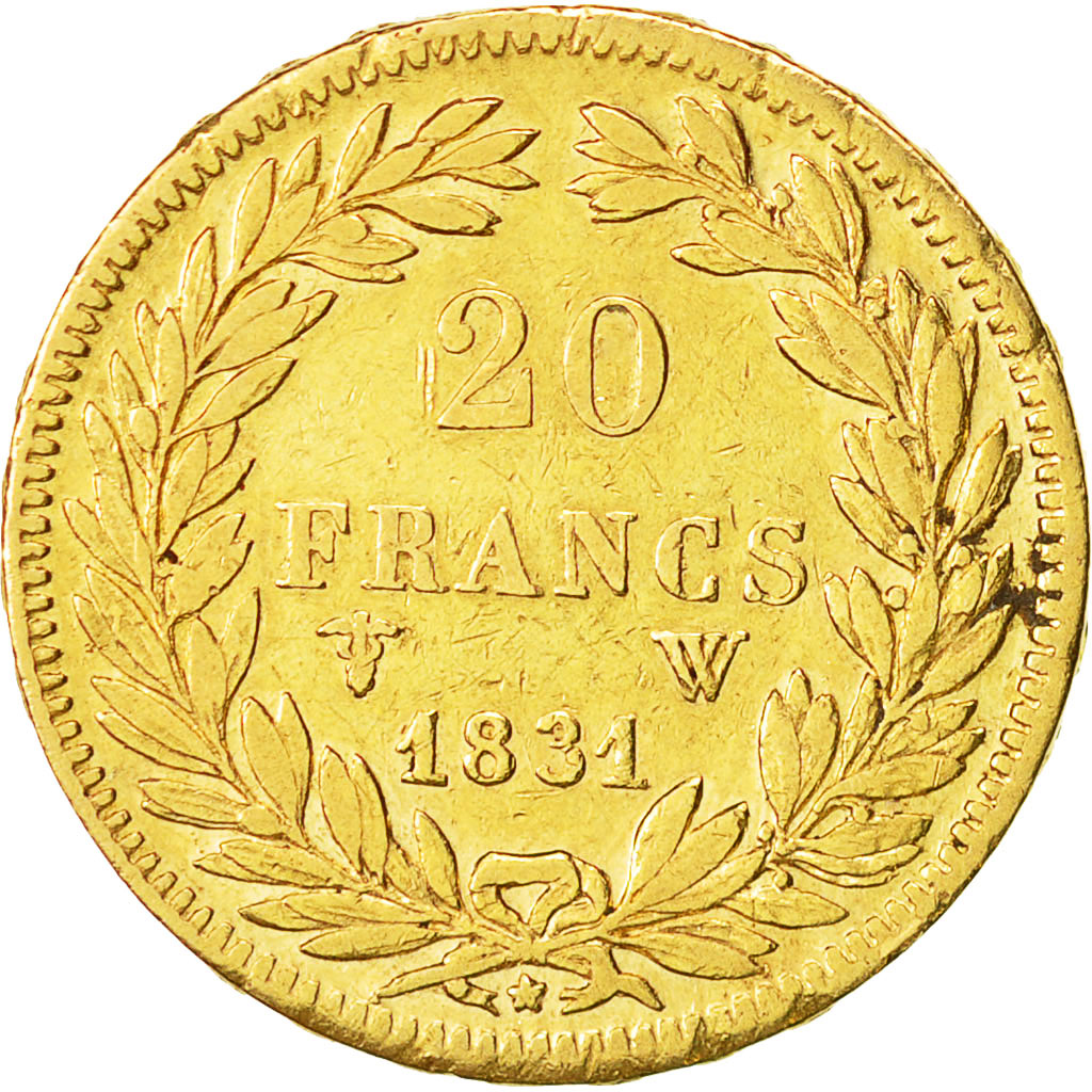 Coin, France, Louis-Philippe, 20 Francs, 1831, Lille, VF(20-25), Gold, KM:746.4