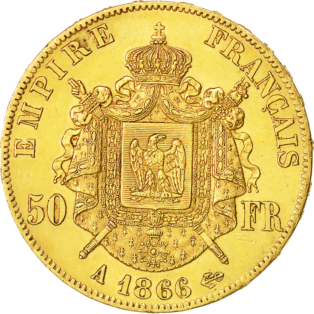 Coin, France, Napoleon III, Napoléon III, 50 Francs, 1866, Paris, EF(40-45)
